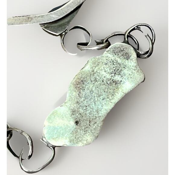 VTG Native American Slave Cuff Bracelet Ring Coral Turquoise on Sterling Silver - Picture 5 of 16